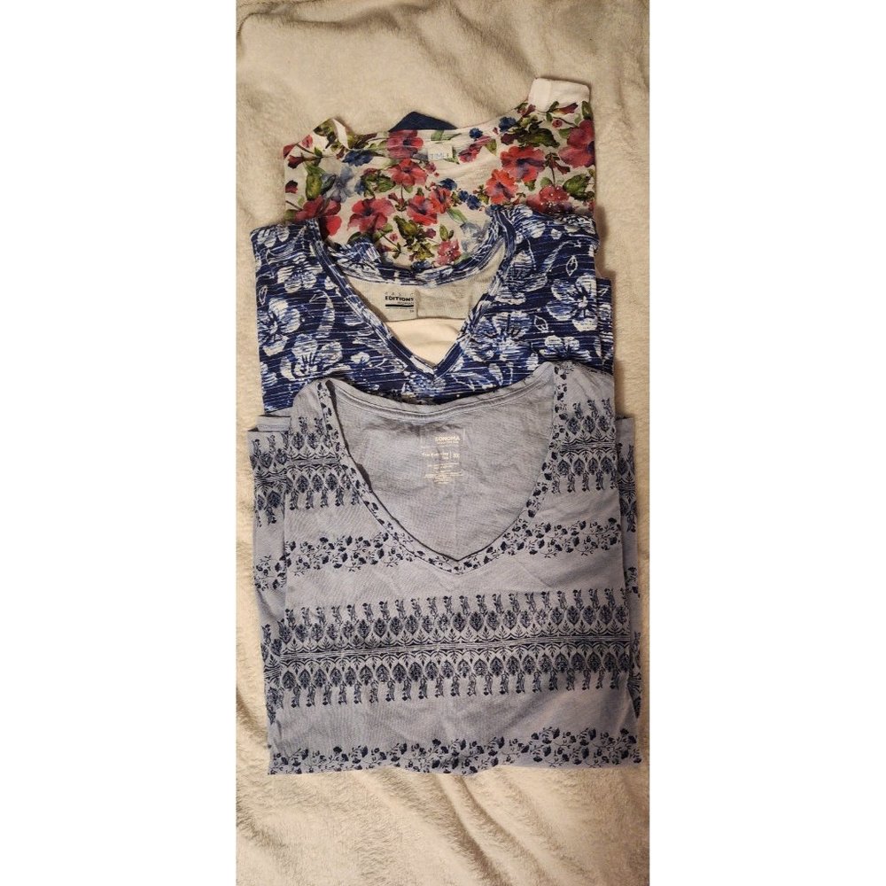 Womens 3x blouses short sleeve lot of 3 Watercolor sparkle